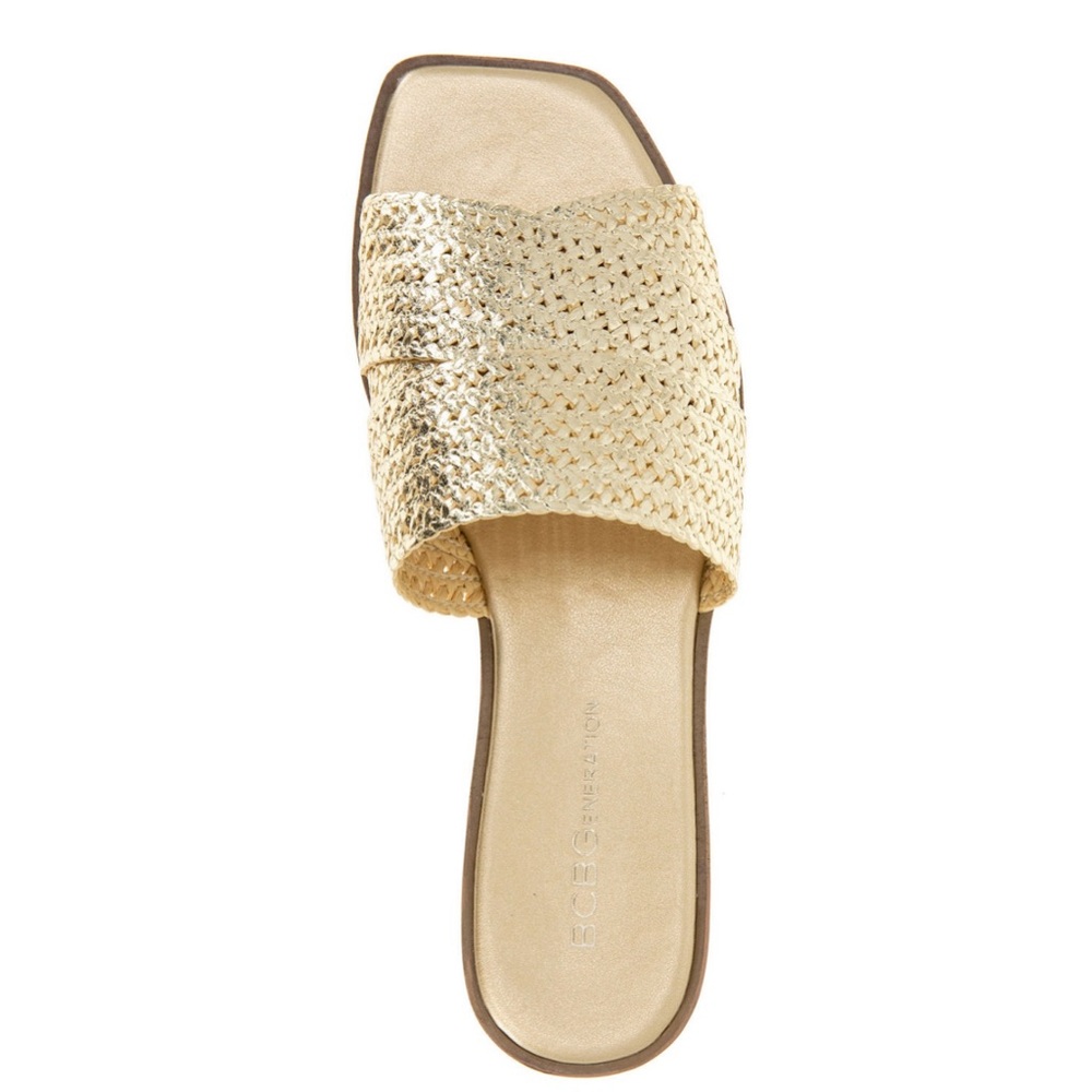 BCBGeneration Women's Lileen Slip-On Woven Raffia Flat Sandals 8